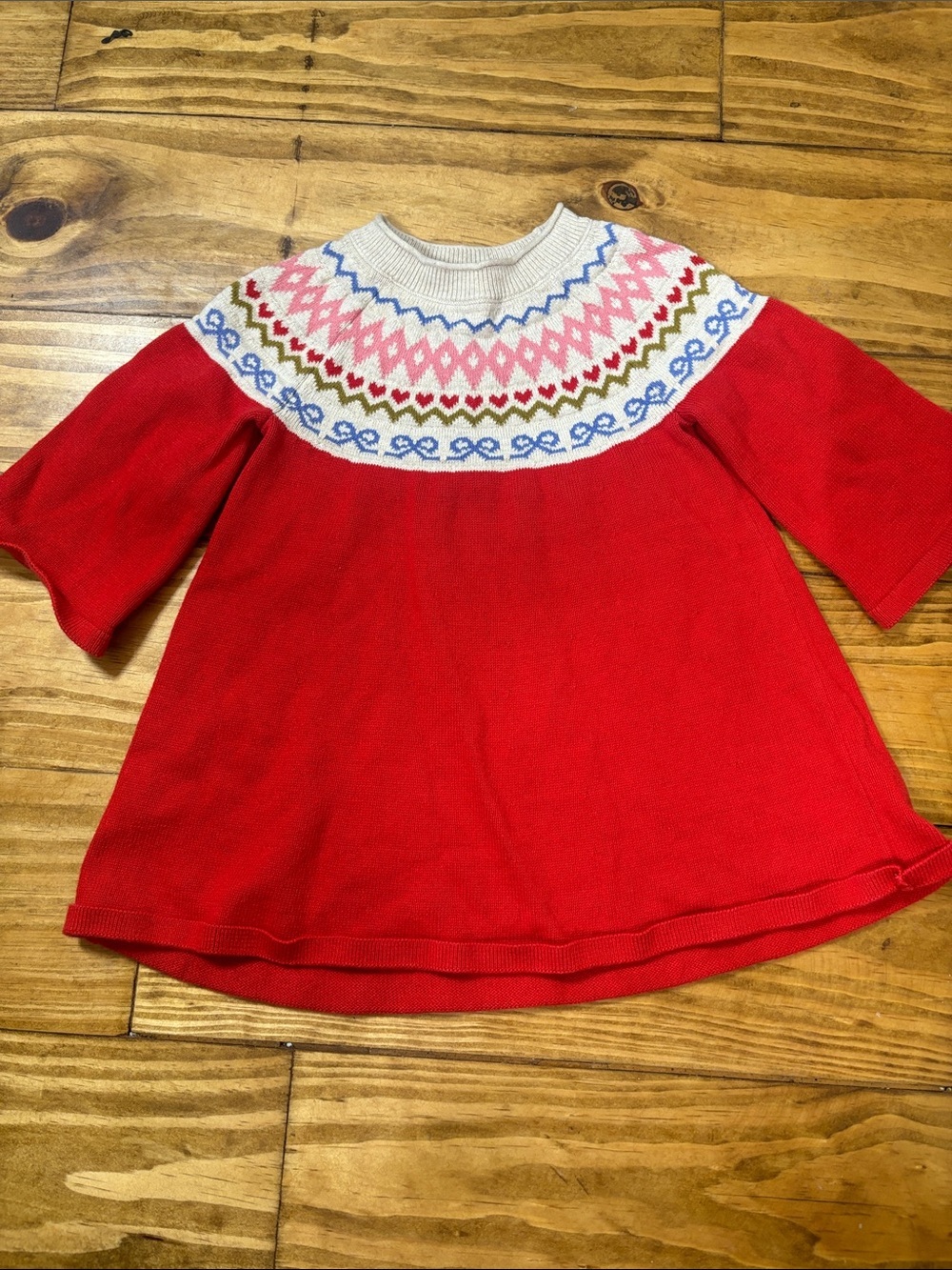 Hanna Andersson Size 6-12 Months Baby Girl Fair Isle Sweater Dress